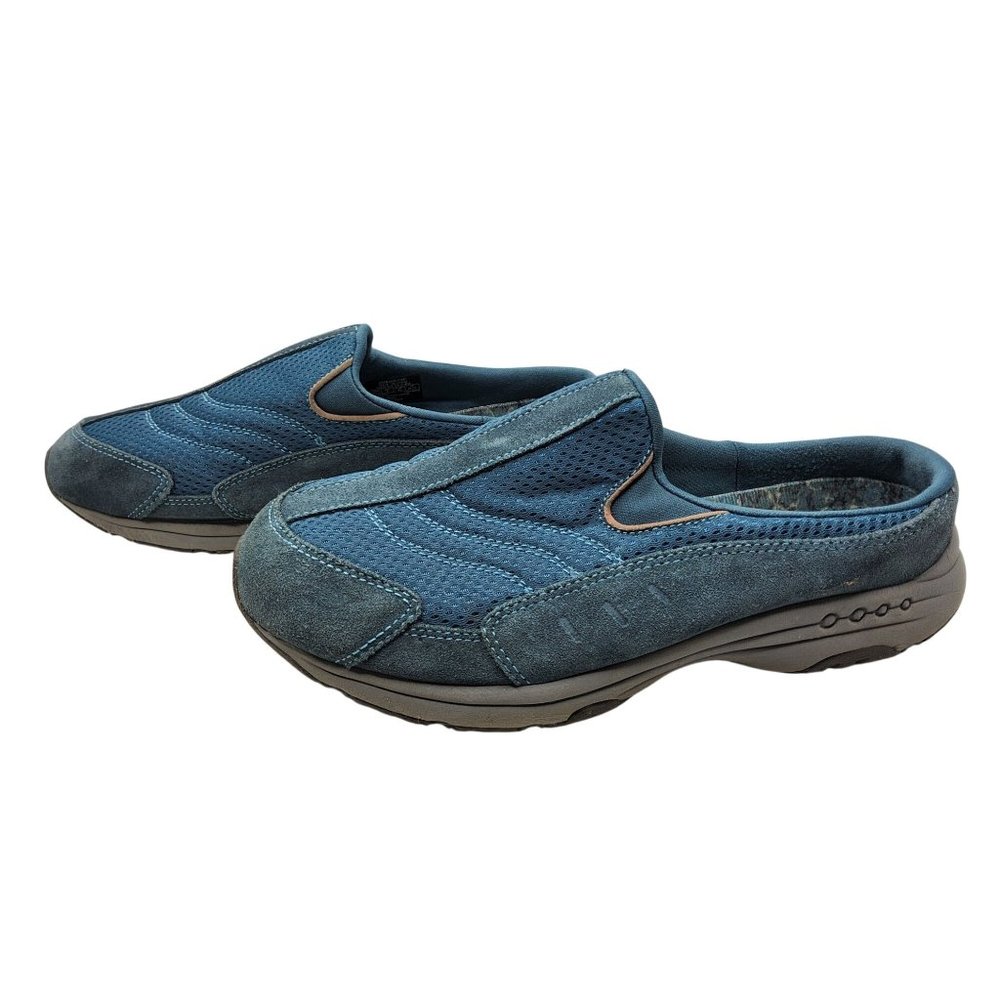 Easyspirit Womens ESTravel Time Blue Brushed Leather Slide On Mules